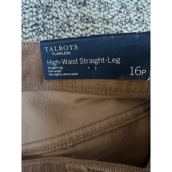 NWT Talbots Women's 16P Flawless High-Waist Straight-Leg Pants Corduroy tan Brow - Picture 3 of 11